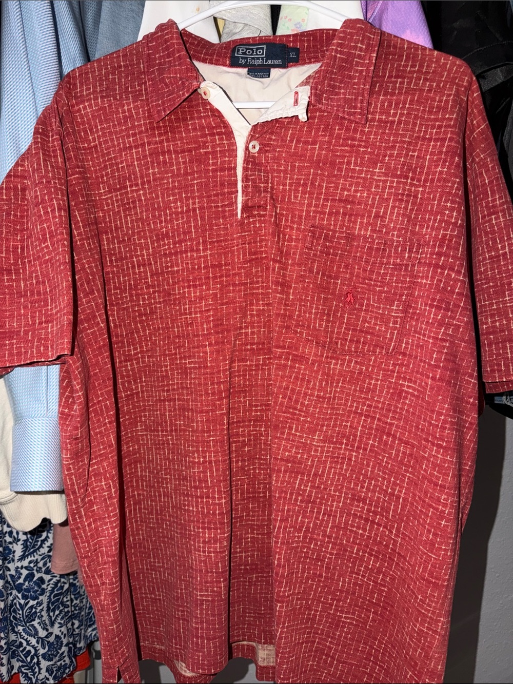 Polo by Ralph Lauren Red Short-Sleeve Polo with White Crosshatch Detail